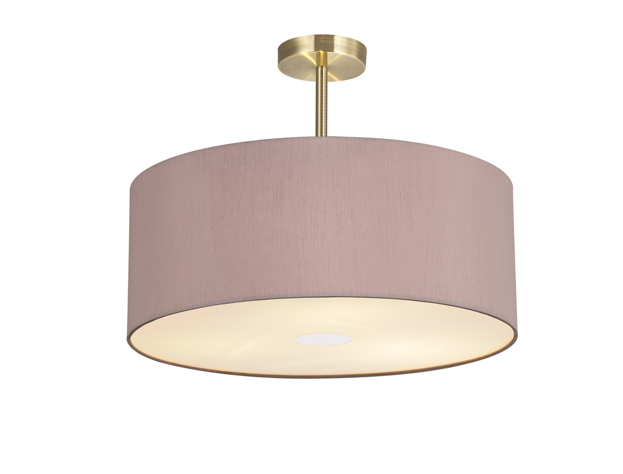 Baymont 50cm Semi Flush 3 Light Antique Brass, Taupe/Halo Gold, Frosted Diffuser